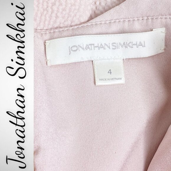 JONATHAN SIMKHAI Powder Pink Bustier Ruffle Wool Blend Mini Dress, Size 4 - Picture 7 of 10